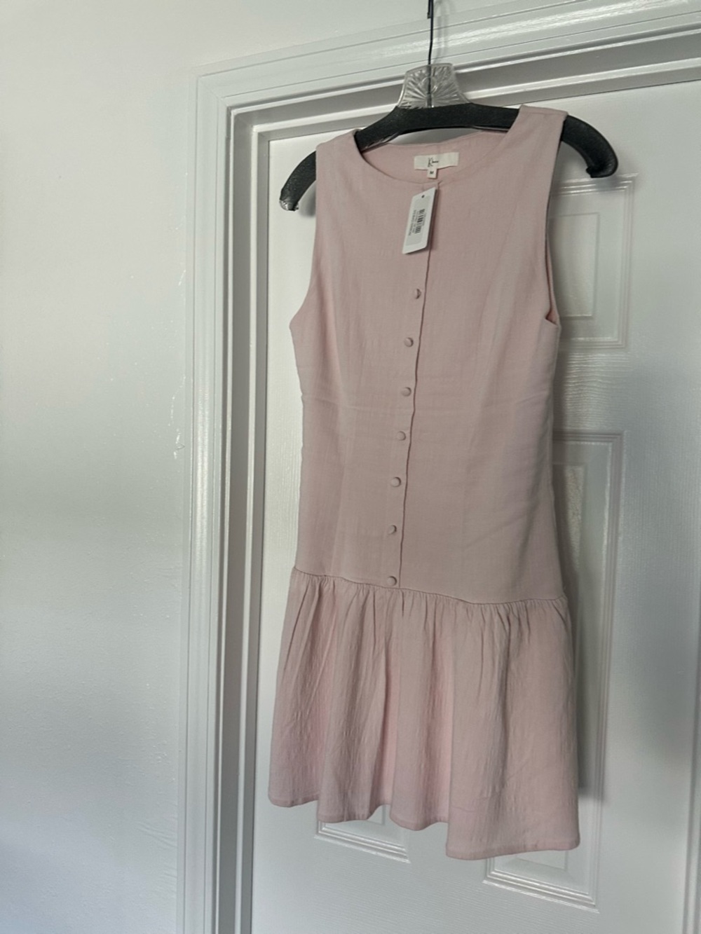 Sleeveless Blush Button-Front Drop Waist Dress